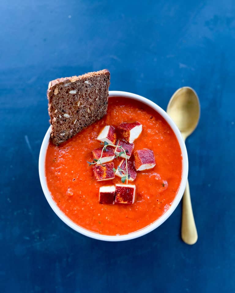 vegansk bagt tomatsuppe
